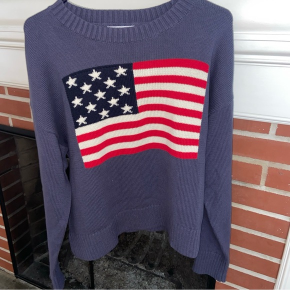 Old Navy Women's Red White Blue Sweater with American Flag M NWT - Picture 1 of 6